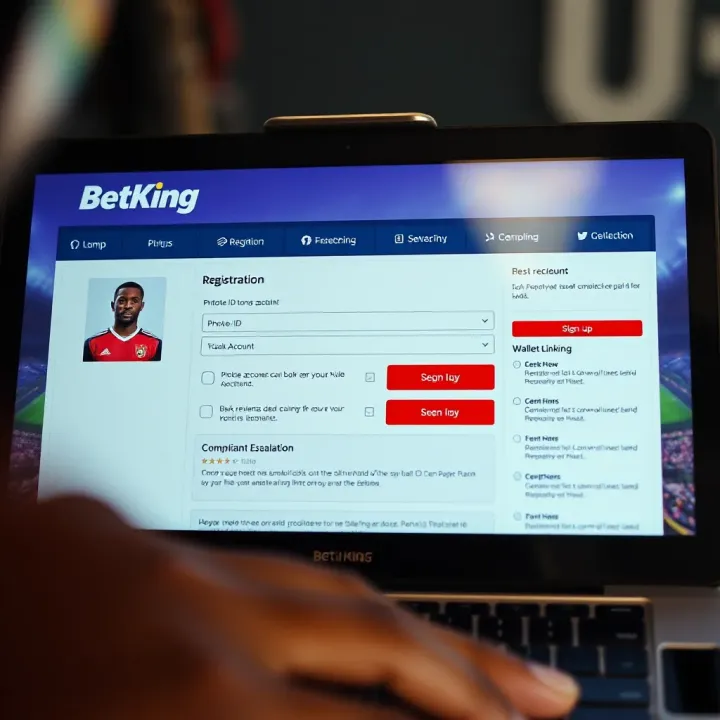 Mobile screen displaying BetKing app dashboard showing verified account status and available betting options