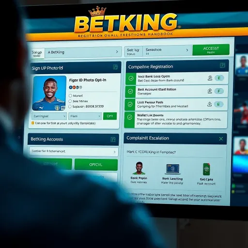 Mobile phone displaying BetKing app registration screen with Nigerian flag background