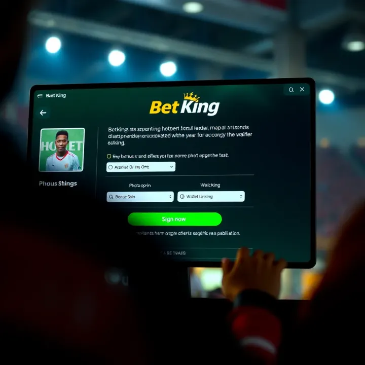 Mobile phone displaying BetKing registration screen with form fields