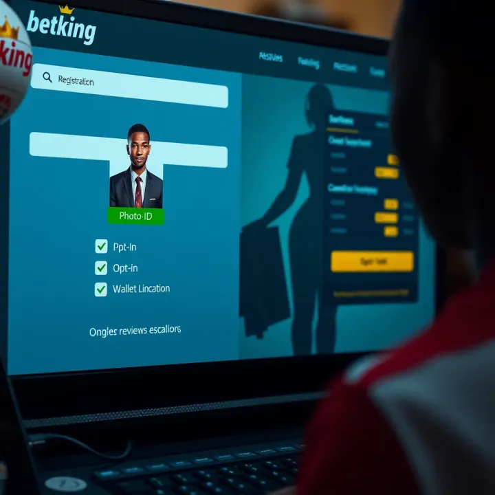 BetKing shop owner operating betting terminal with digital dashboard