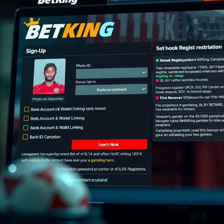 Smartphone showing BetKing app interface and betting options