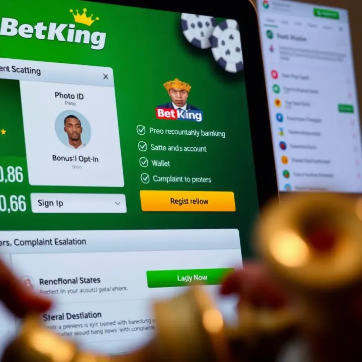 Mobile phone displaying BetKing live football scores and betting options on the screen